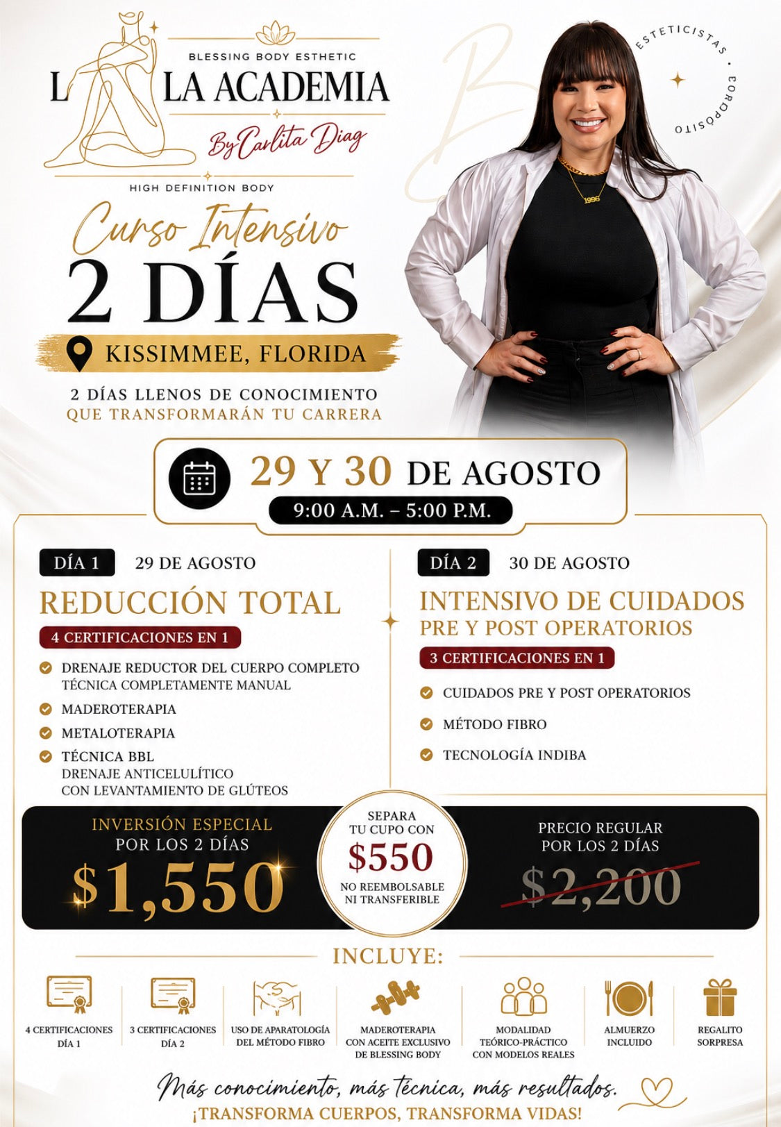 Especial de los 2 días (Cuidados postoperatorios + Metodo FIBRO + Reducción Total) Kissimee Florida